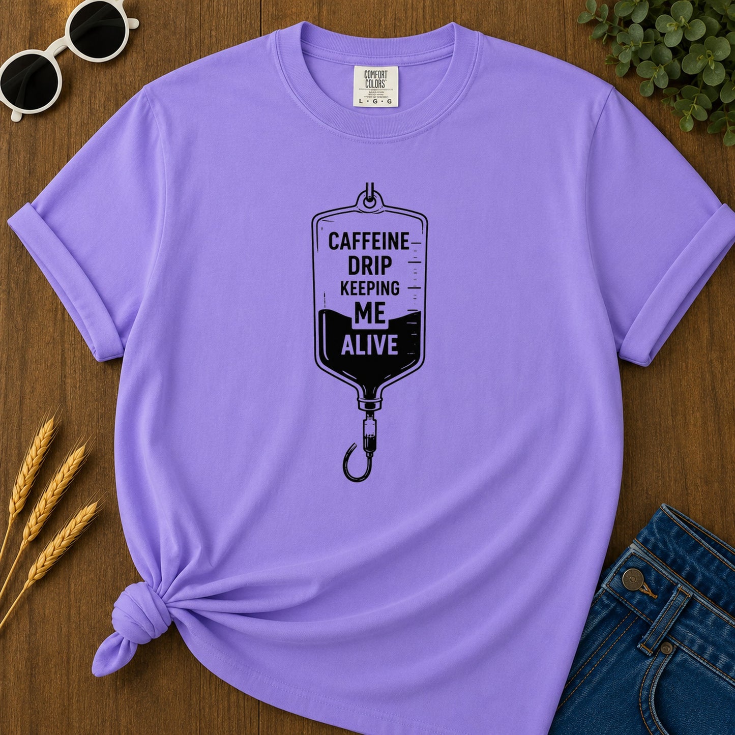 Caffeine Drip T-Shirt - Violet Mockup