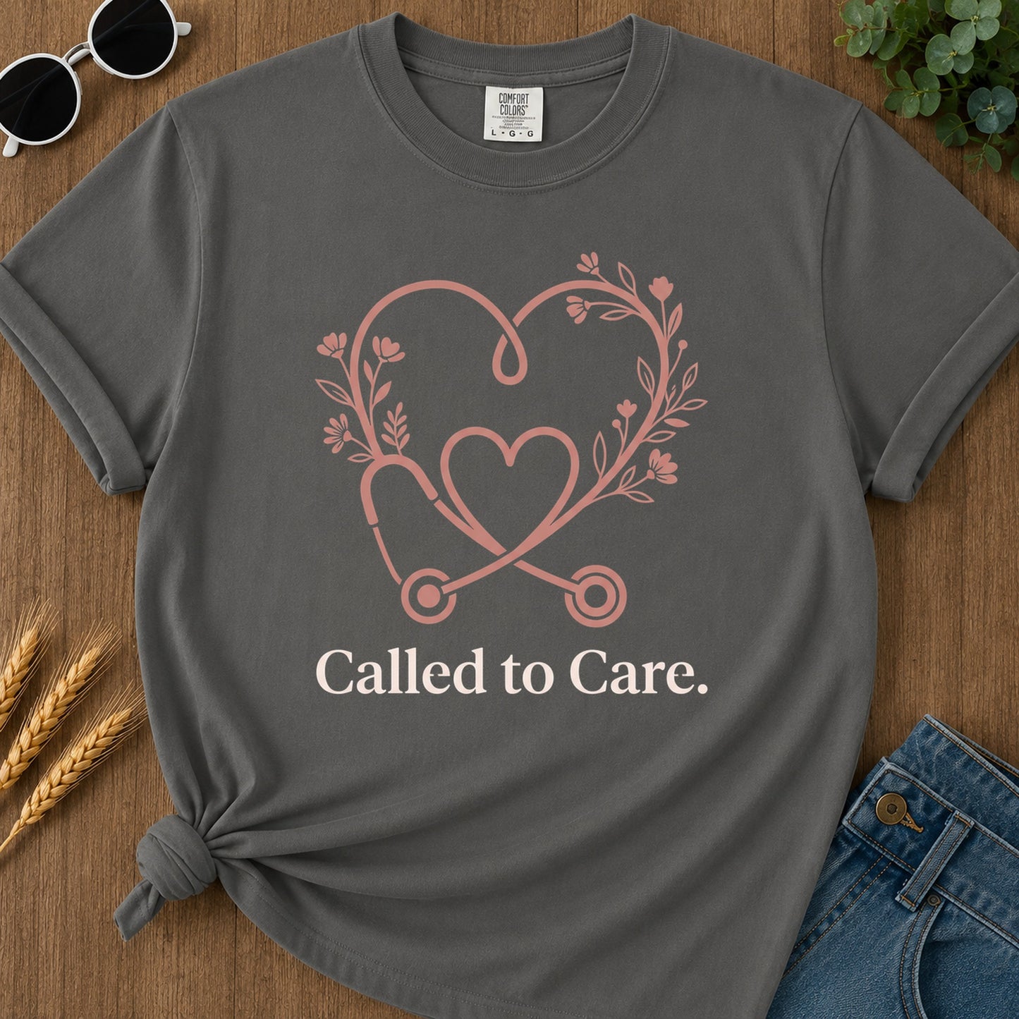 Called Care T-Shirt - Pepper Mockup