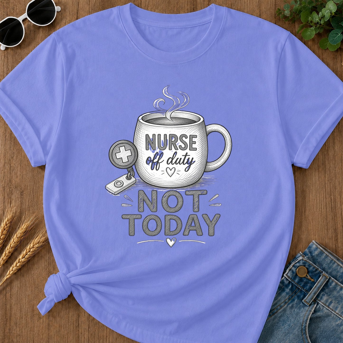 Engraved Not Today T-Shirt - Flo Blue Mockup
