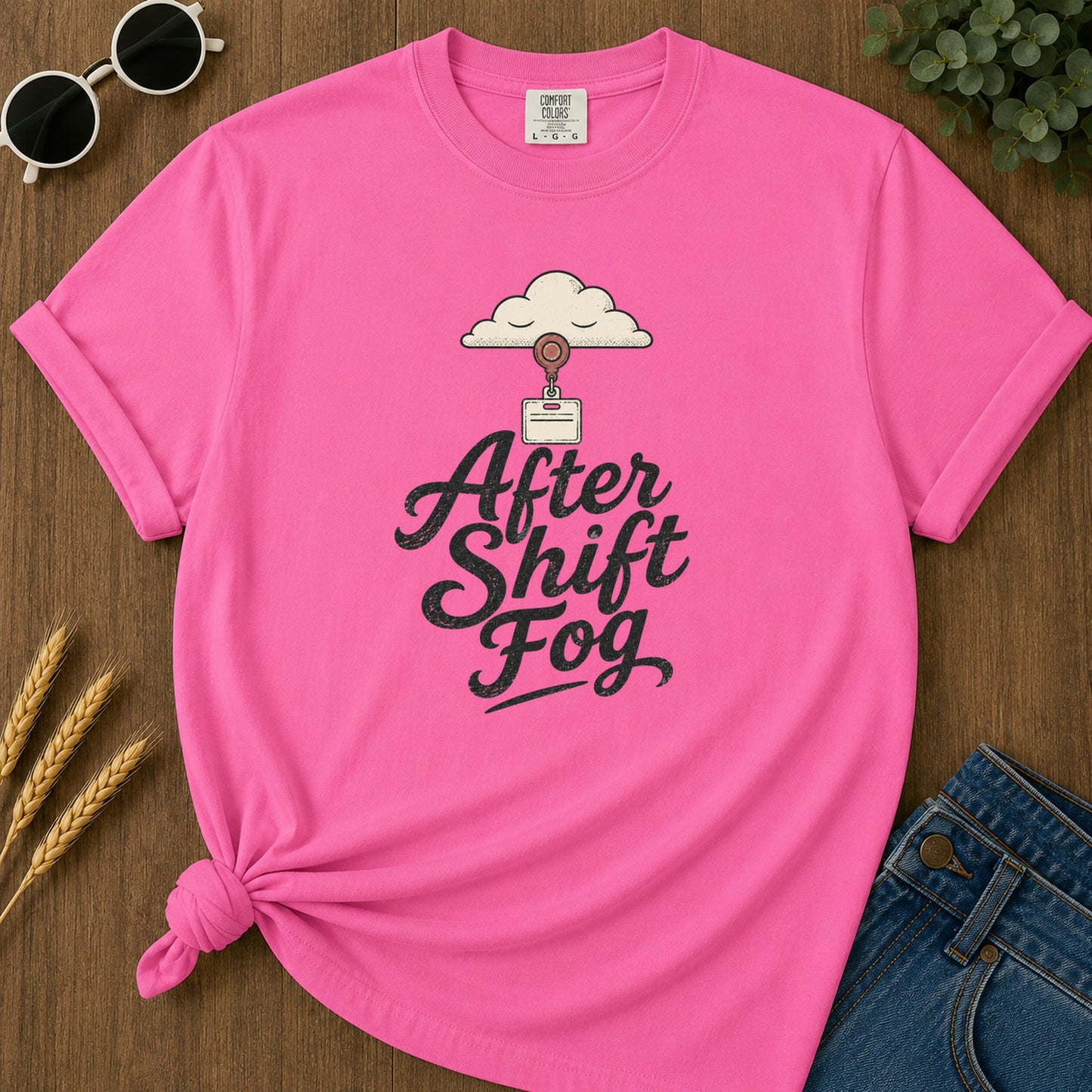 After Shift Fog T-Shirt - Neon Pink Mockup