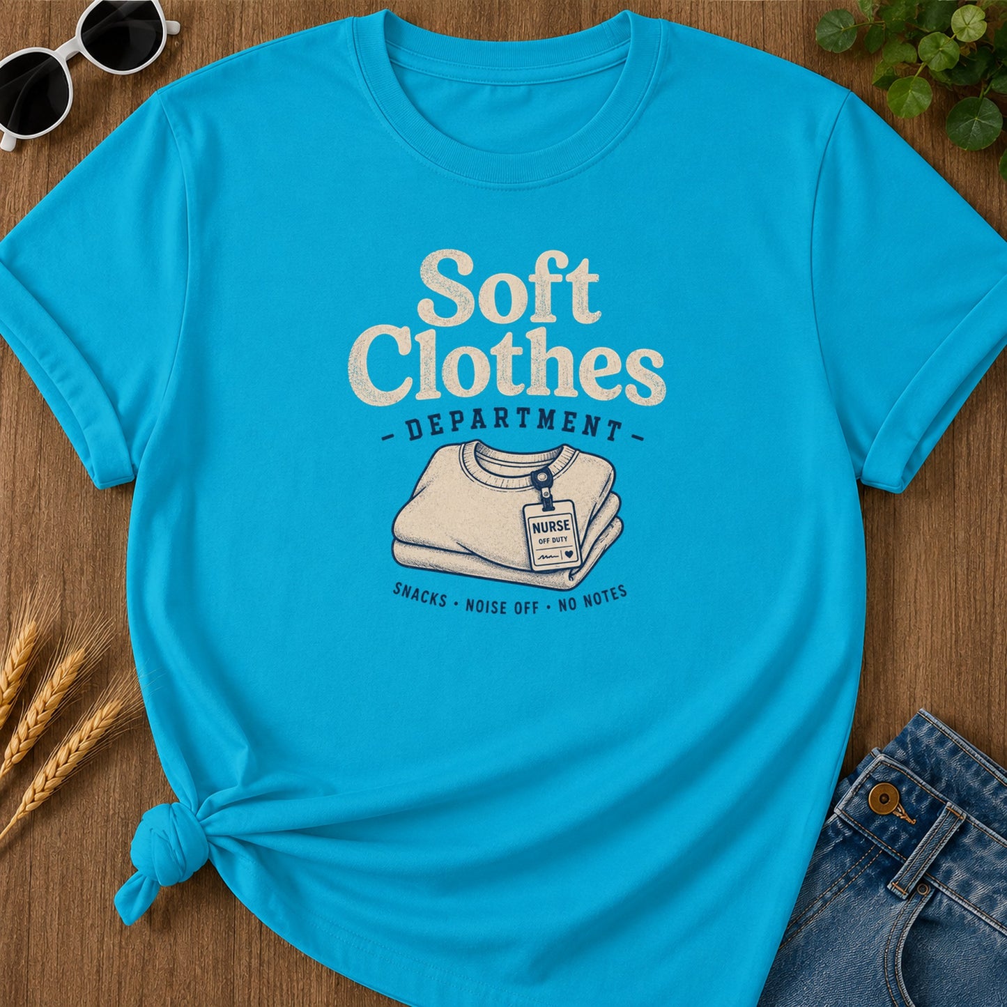 Soft Clothes Department T-Shirt - Sapphire Mockup