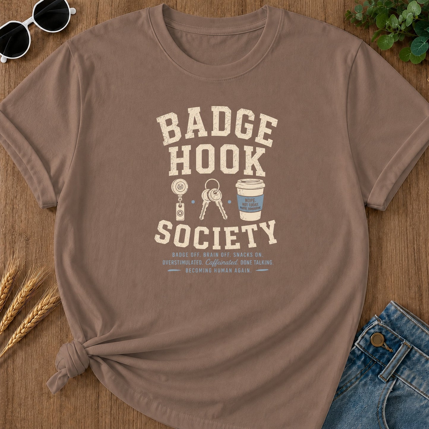 Badge Hook Society T-Shirt - Espresso Mockup
