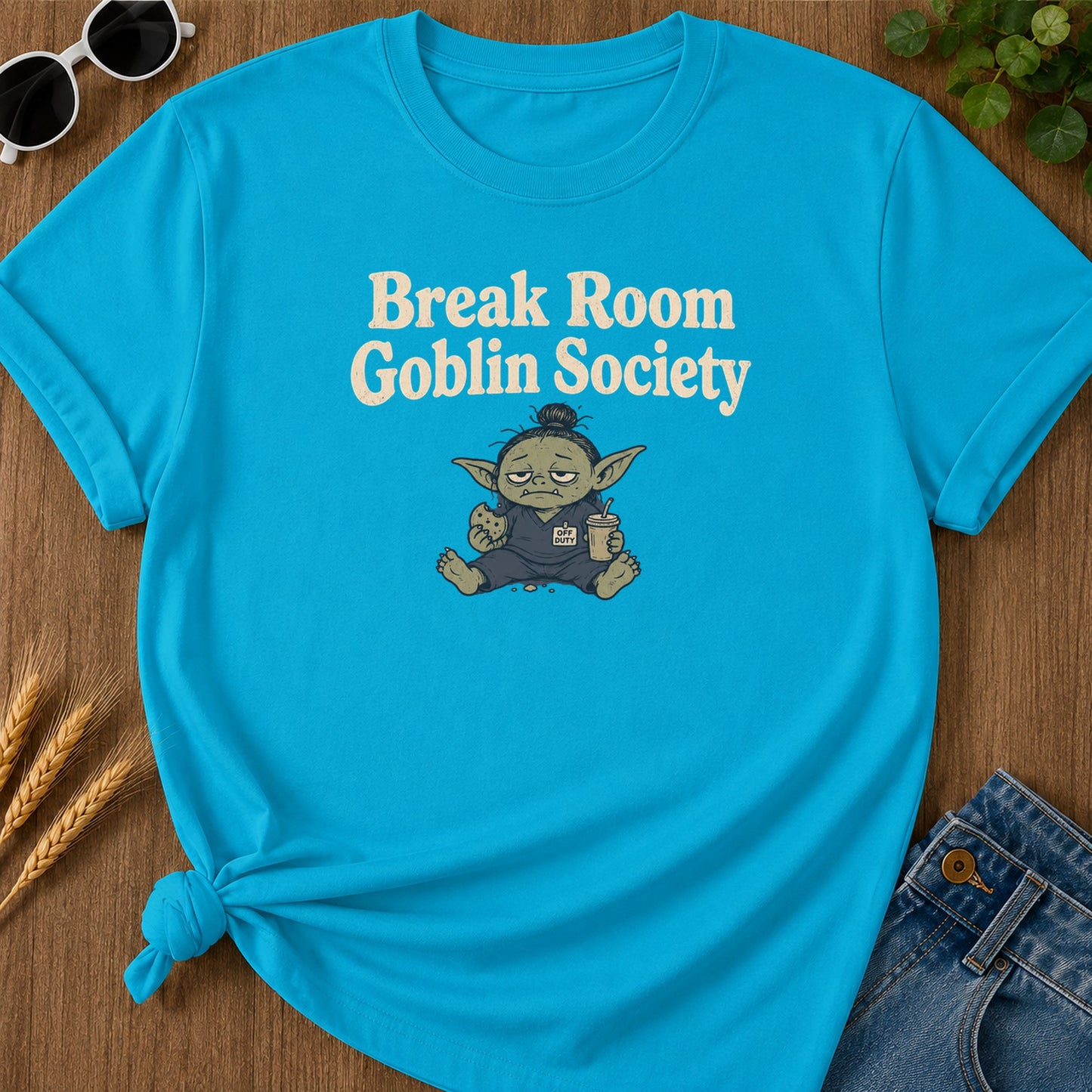 Break Room Goblin T-Shirt - Sapphire Mockup
