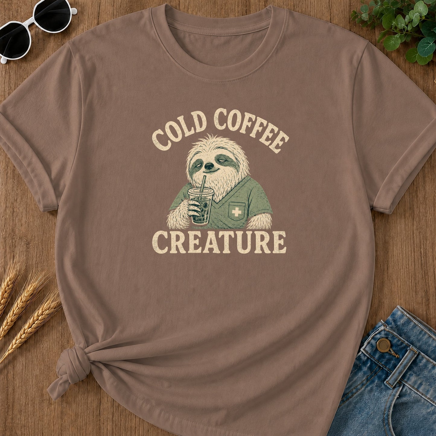 Cold Coffee Creature T-Shirt - Espresso Mockup