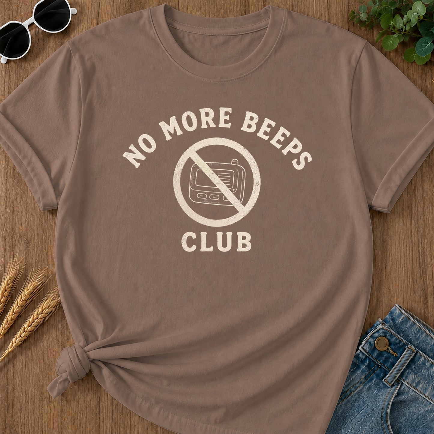 No More Beeps T-Shirt - Espresso Mockup