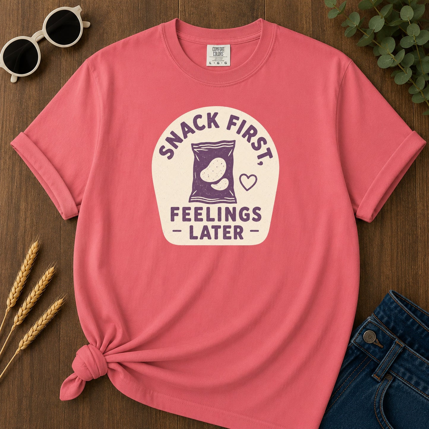 Snack First Feelings T-Shirt - Watermelon Mockup