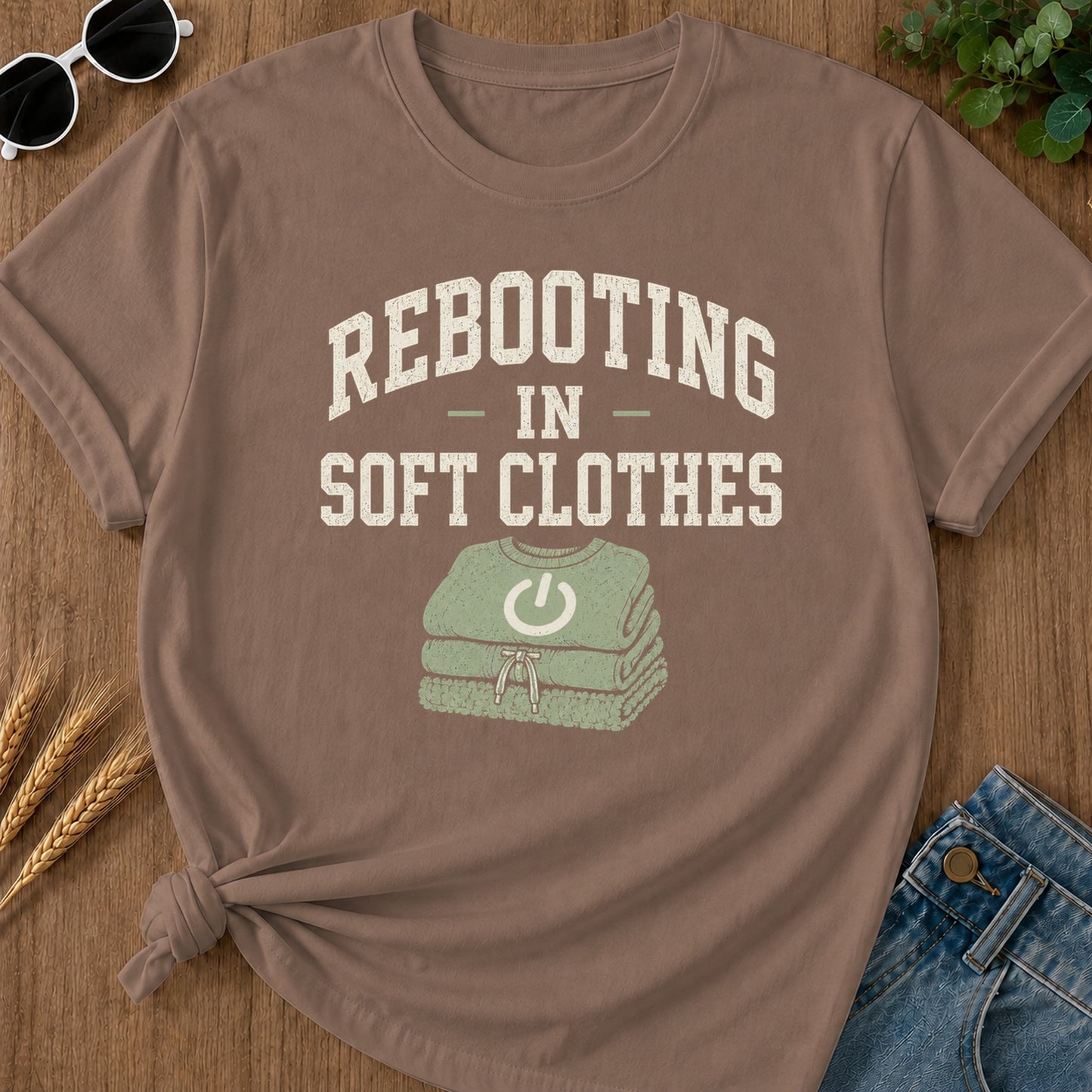 Rebooting Soft Clothes T-Shirt - Espresso Mockup