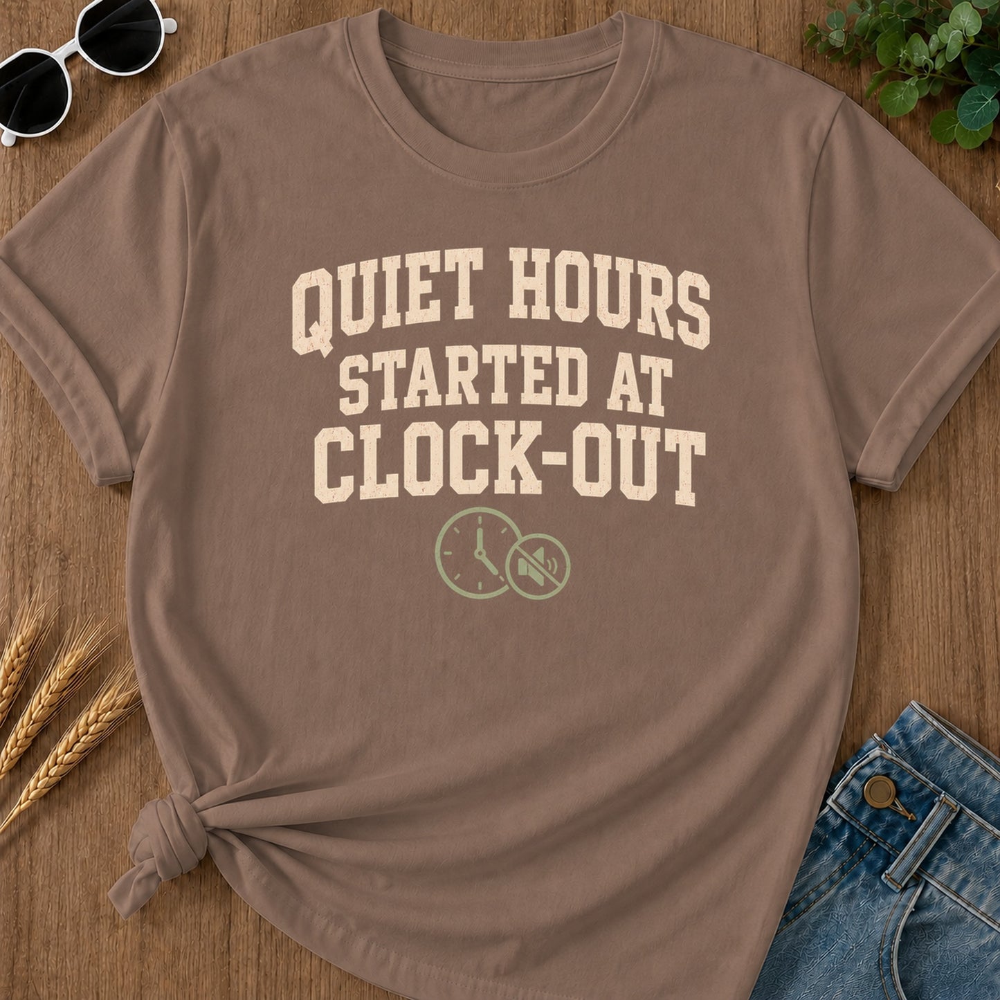 Quiet Hours Started T-Shirt - Espresso Mockup