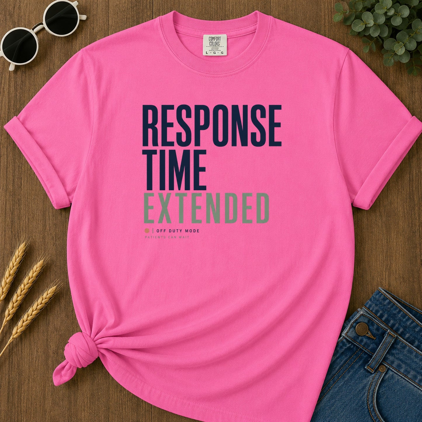 Response Time Extended T-Shirt - Neon Pink Mockup