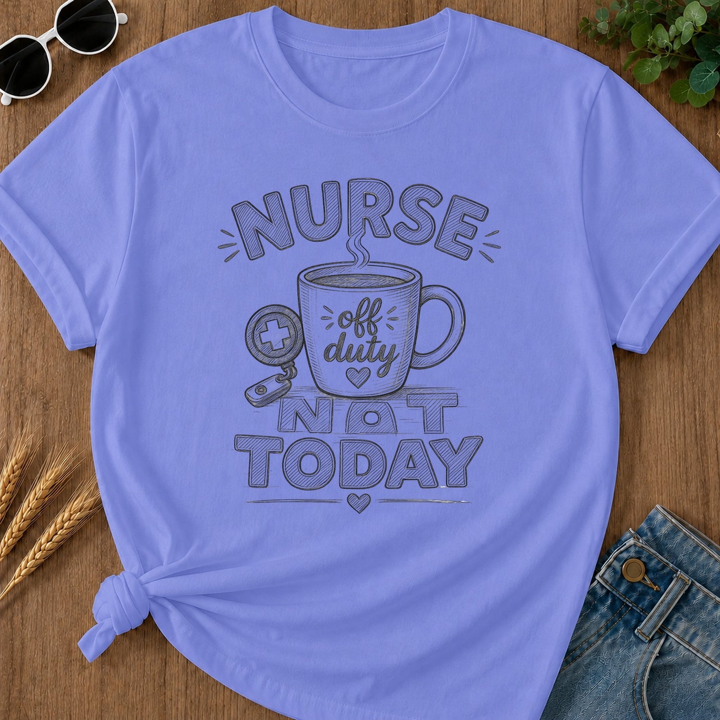 Not Today Sketch T-Shirt - Flo Blue Mockup