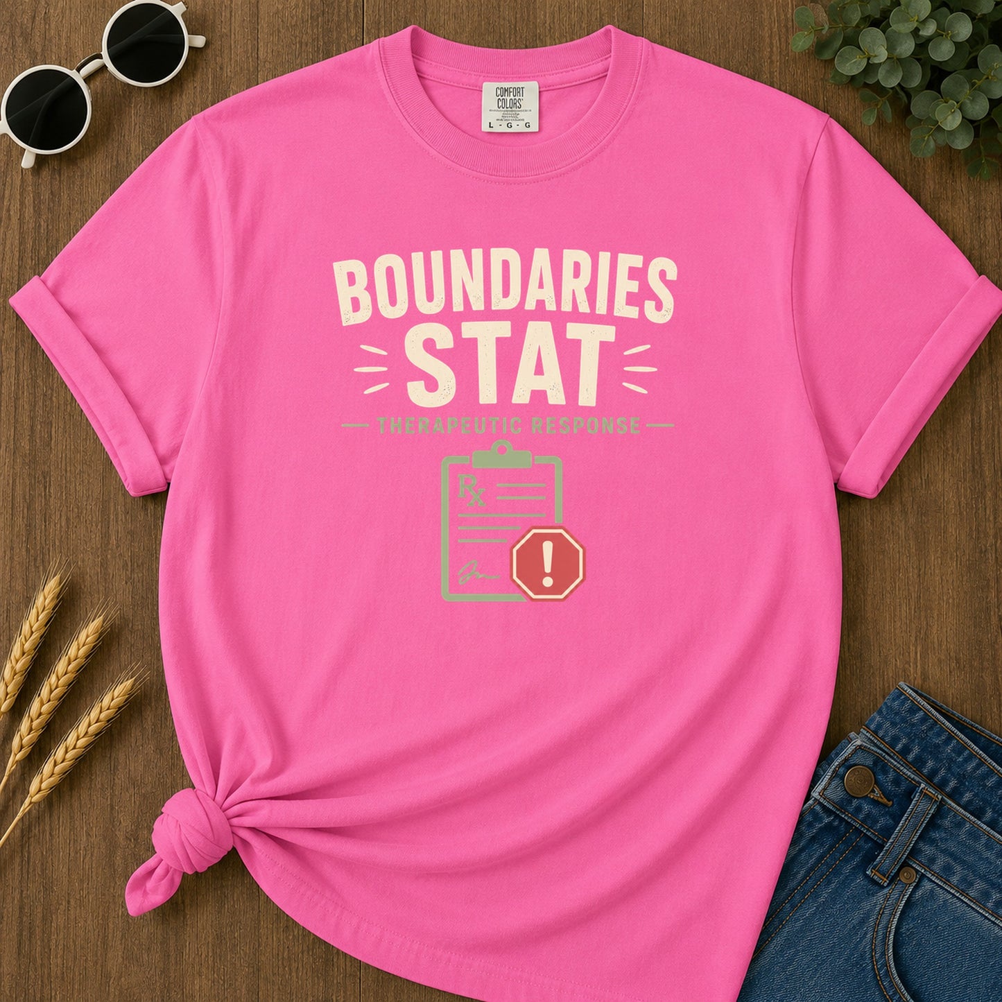 Boundaries Stat T-Shirt - Neon Pink Mockup