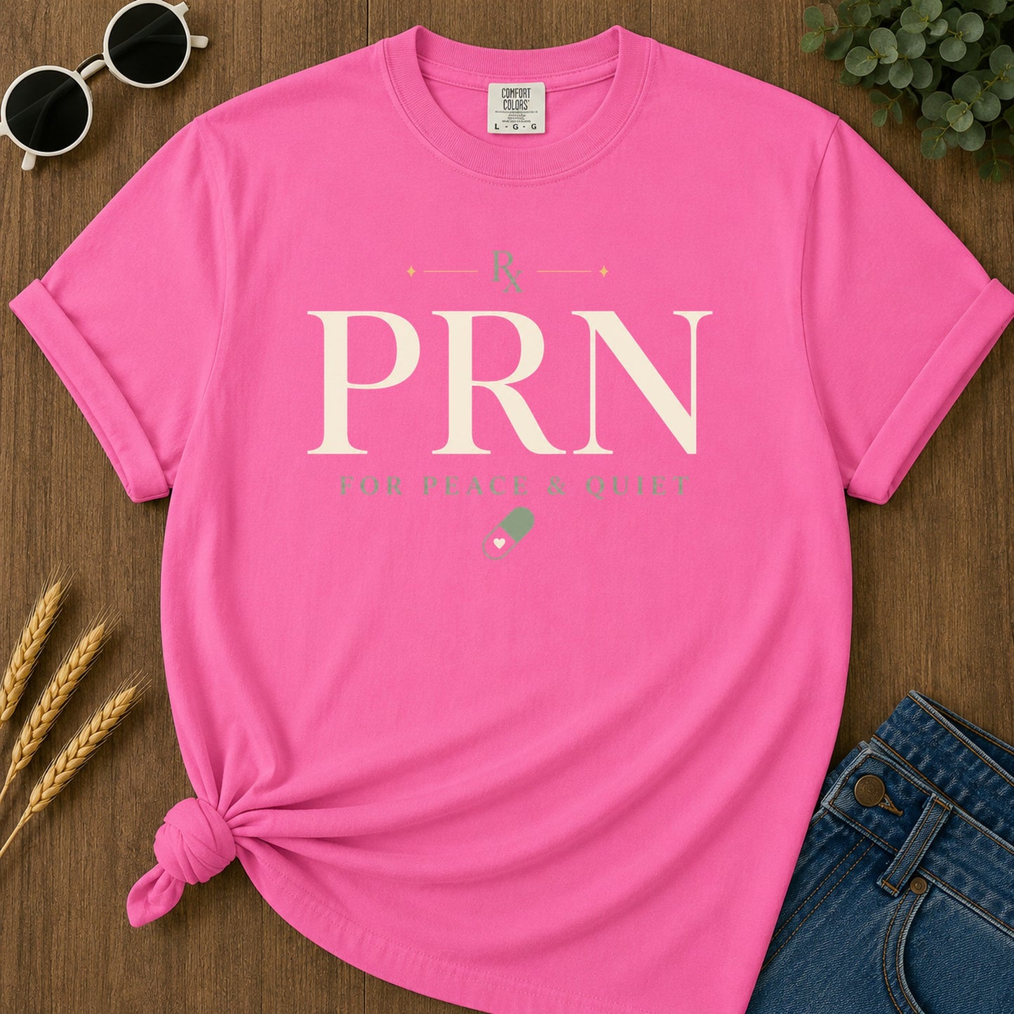 Prn Peace Quiet T-Shirt - Neon Pink Mockup