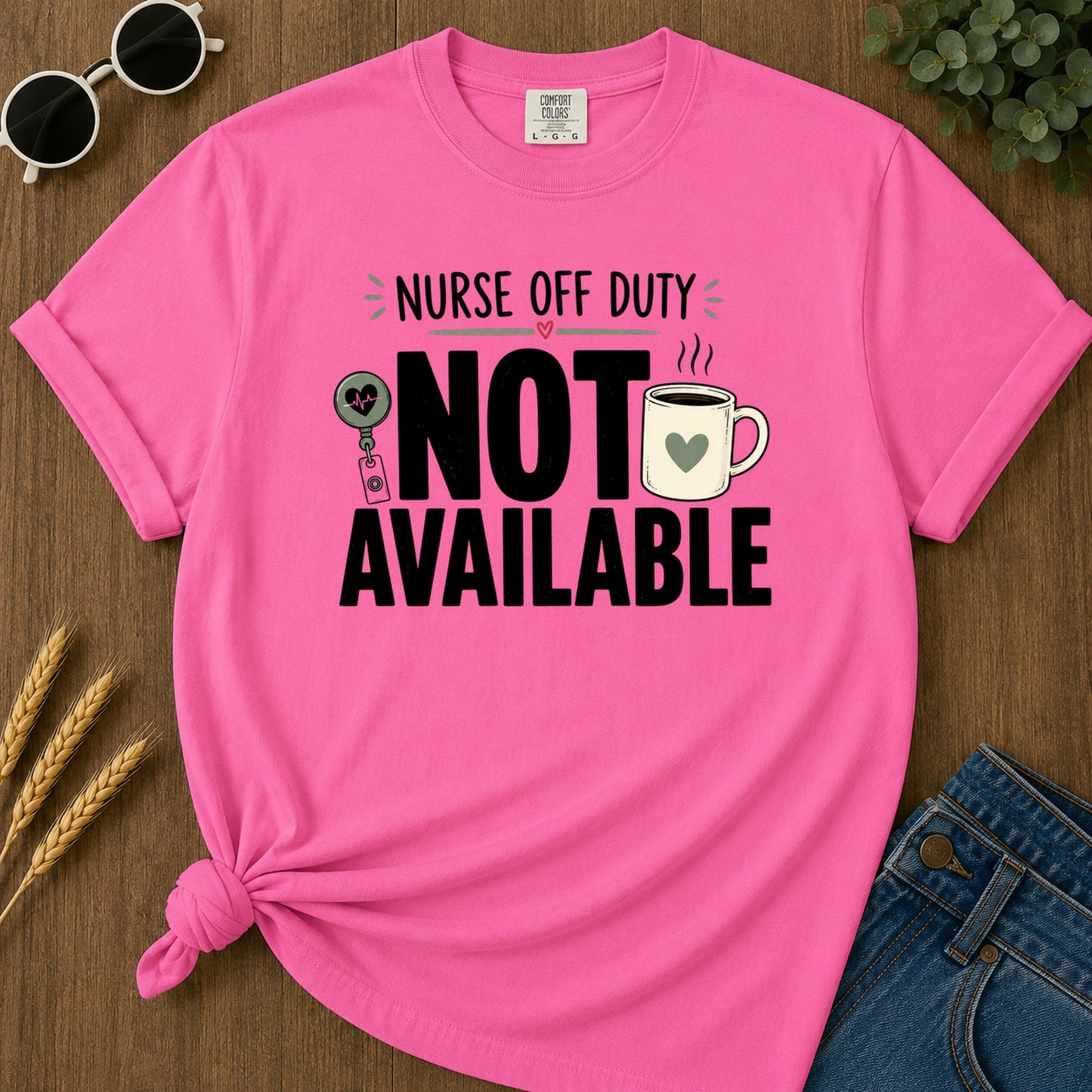 Nurse Off Duty Penguin T-Shirt - Neon Pink Mockup