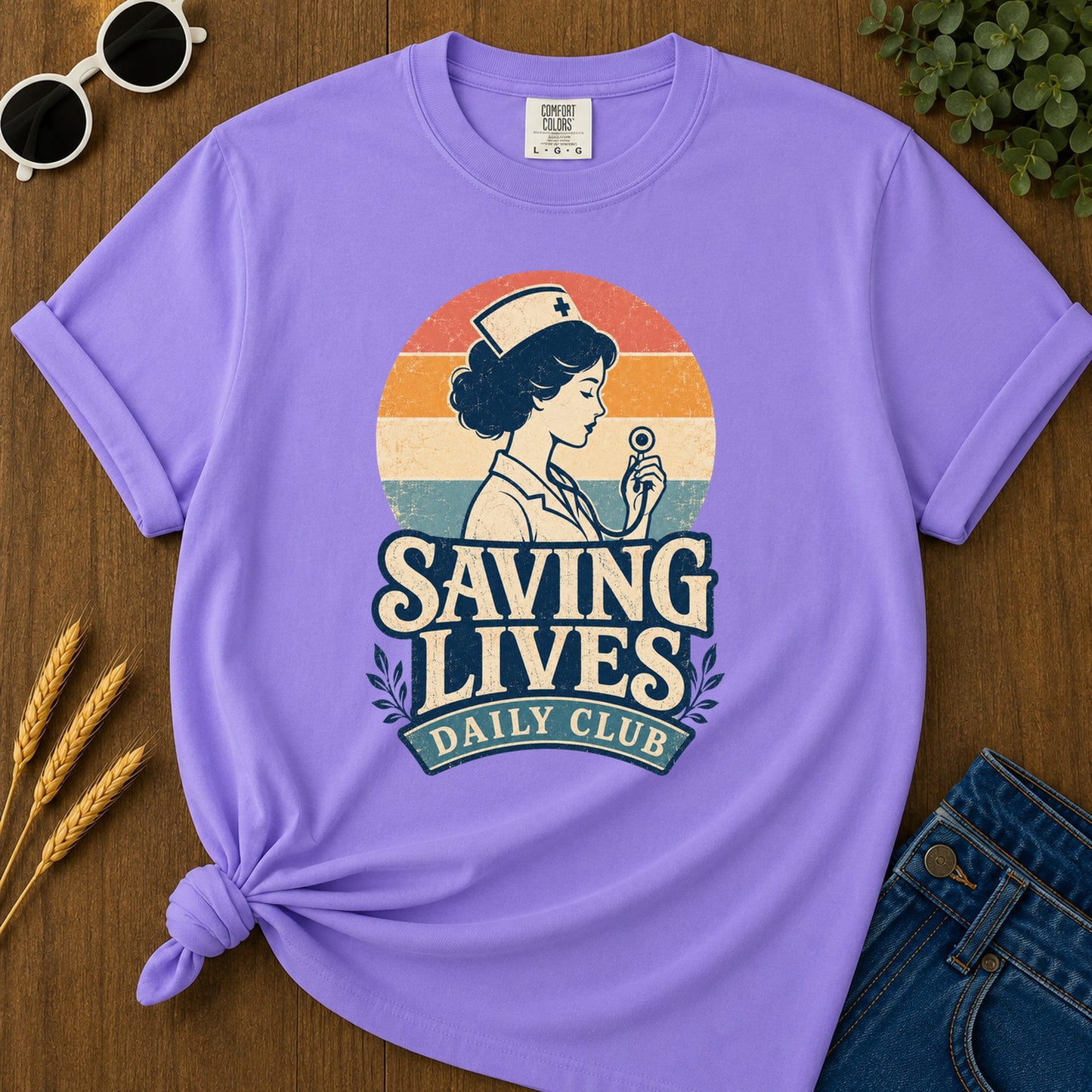 Saving Lives Daily Club 286 T-Shirt - Violet Mockup