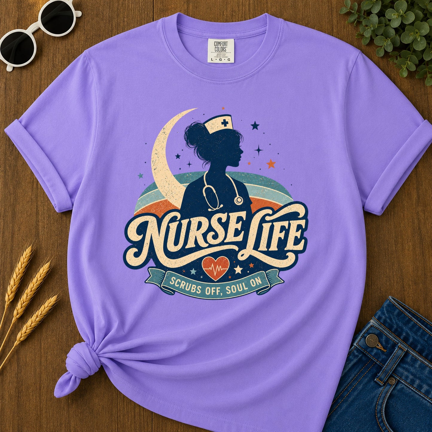 Nurse Life Scrubs Off Soul T-Shirt - Violet Mockup