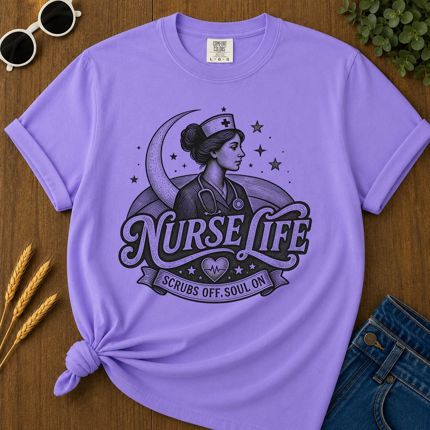 Nurse Life Scrubs Off Soul 289 T-Shirt - Violet Mockup