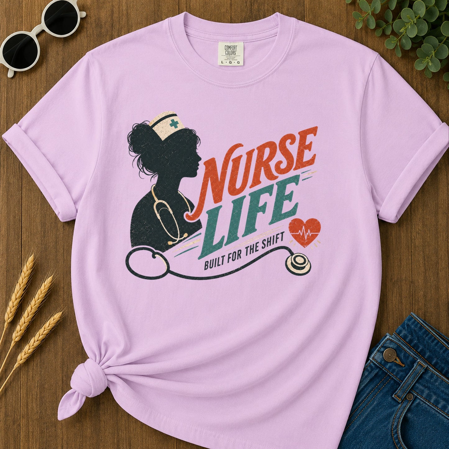 Nurse Life Built Shift T-Shirt - Orchid Mockup