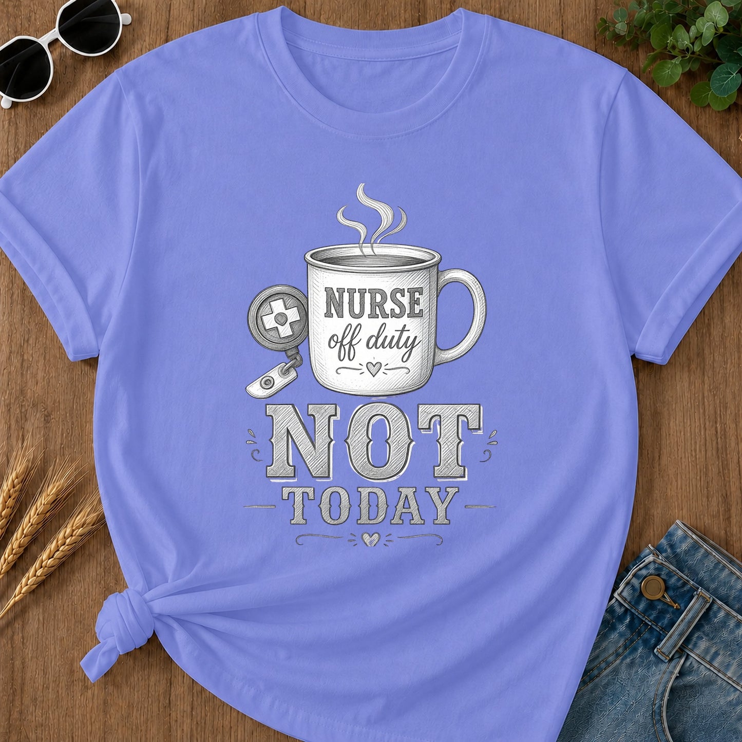 Pencil Coffee T-Shirt - Flo Blue Mockup