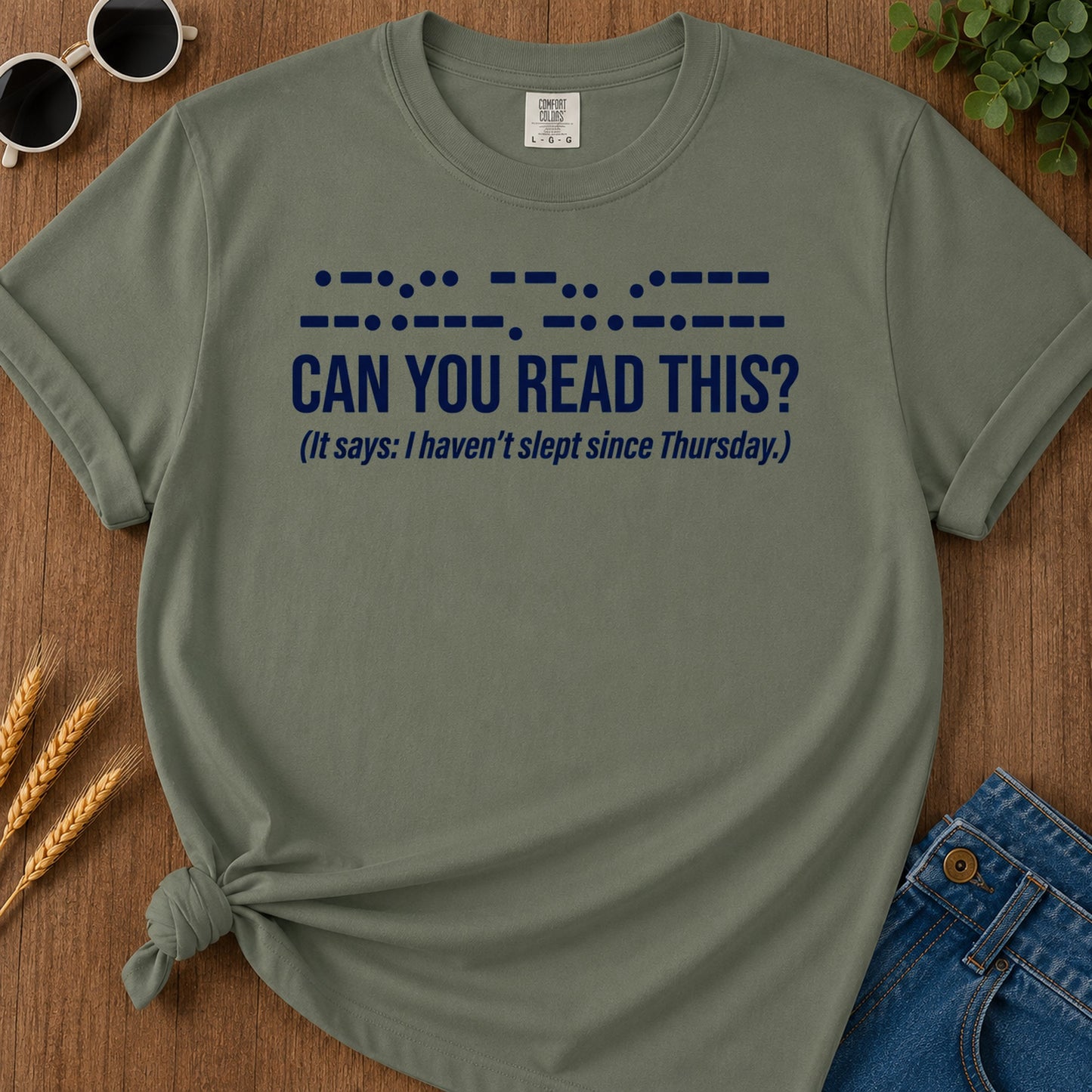 Morse Read T-Shirt - Moss Mockup