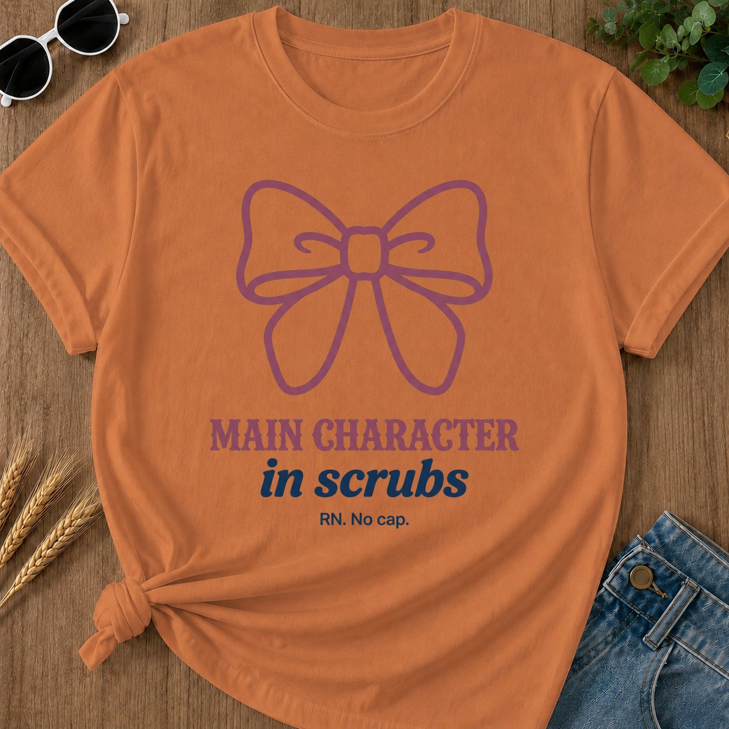 Main Character Scrubs T-Shirt - Yam Mockup