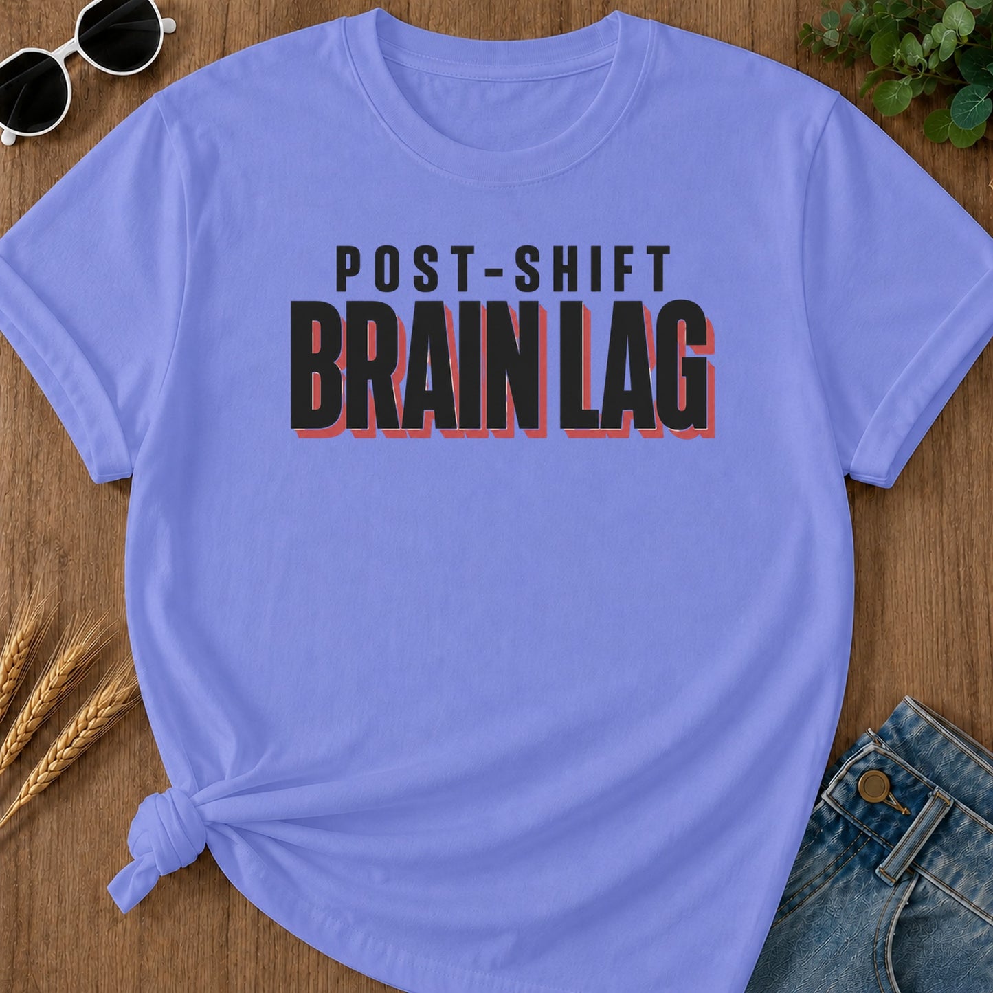 Post Shift Brainlag 3 T-Shirt - Flo Blue Mockup