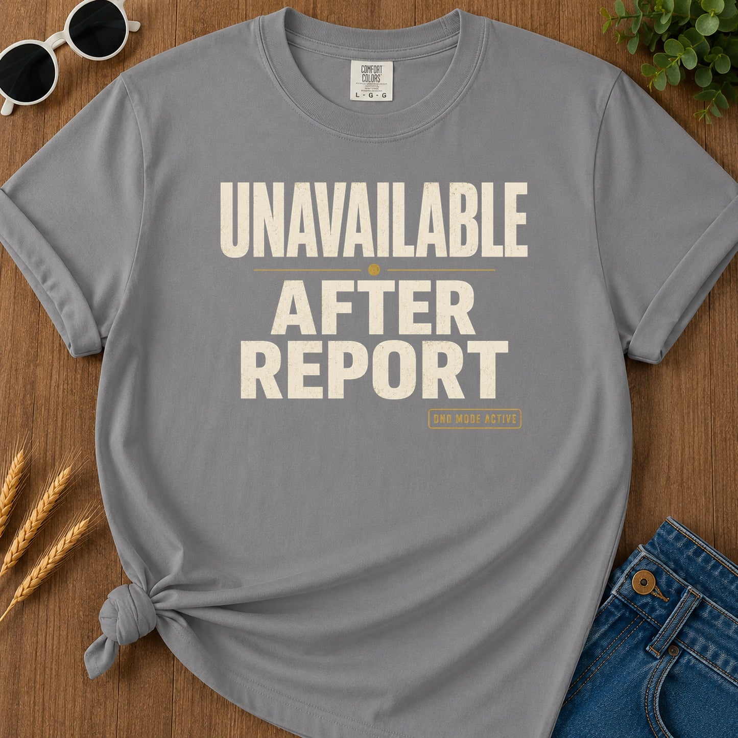 Unavailable After Report T-Shirt - Grey Mockup
