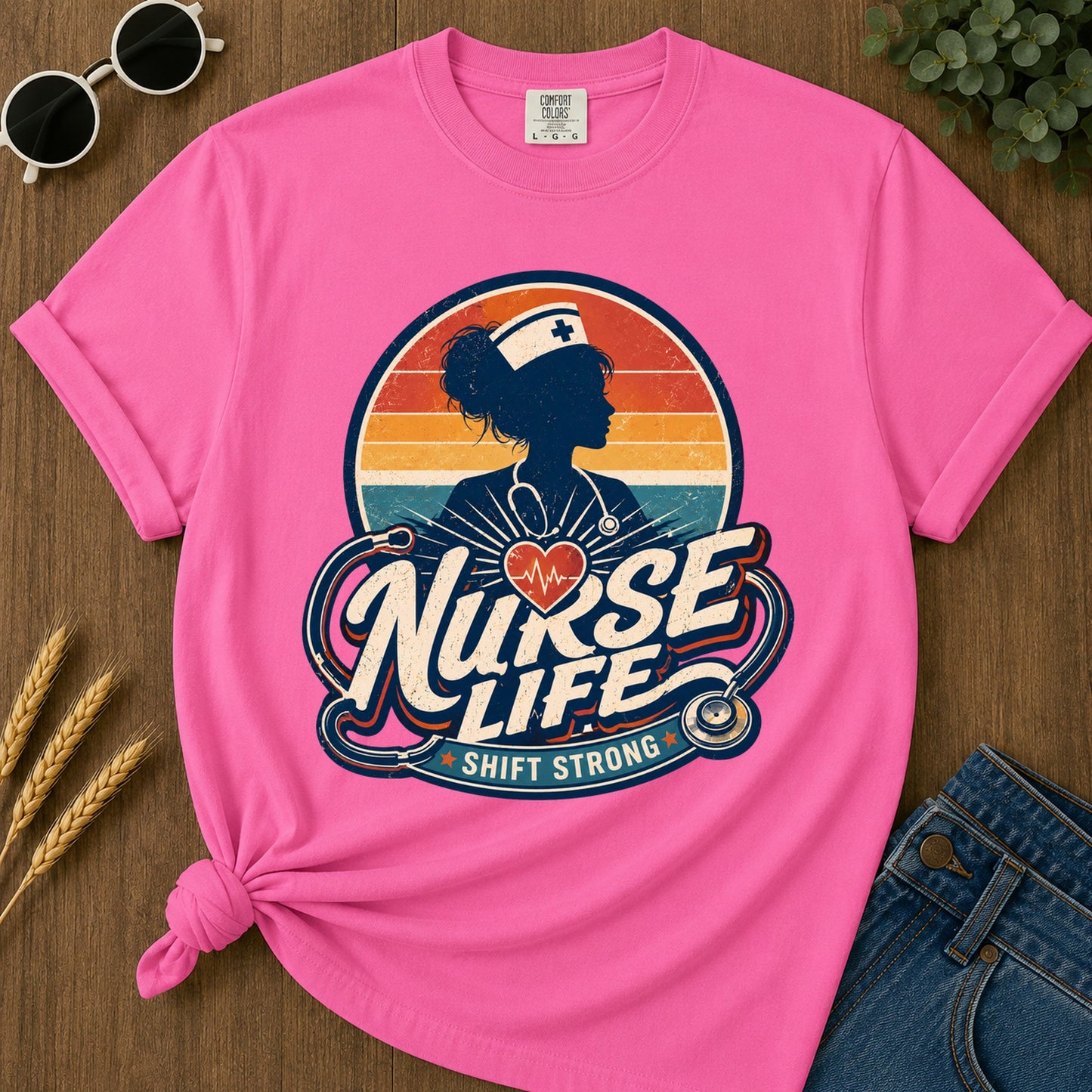 Shift Strong 2 T-Shirt - Neon Pink Mockup