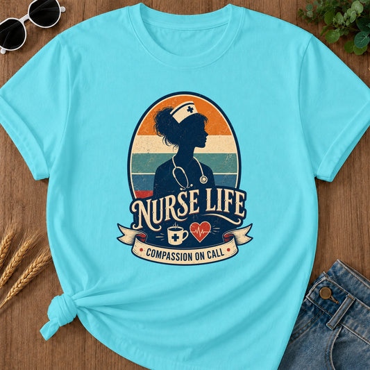 Compassion Call 2 T-Shirt - Lagoon Blue Mockup