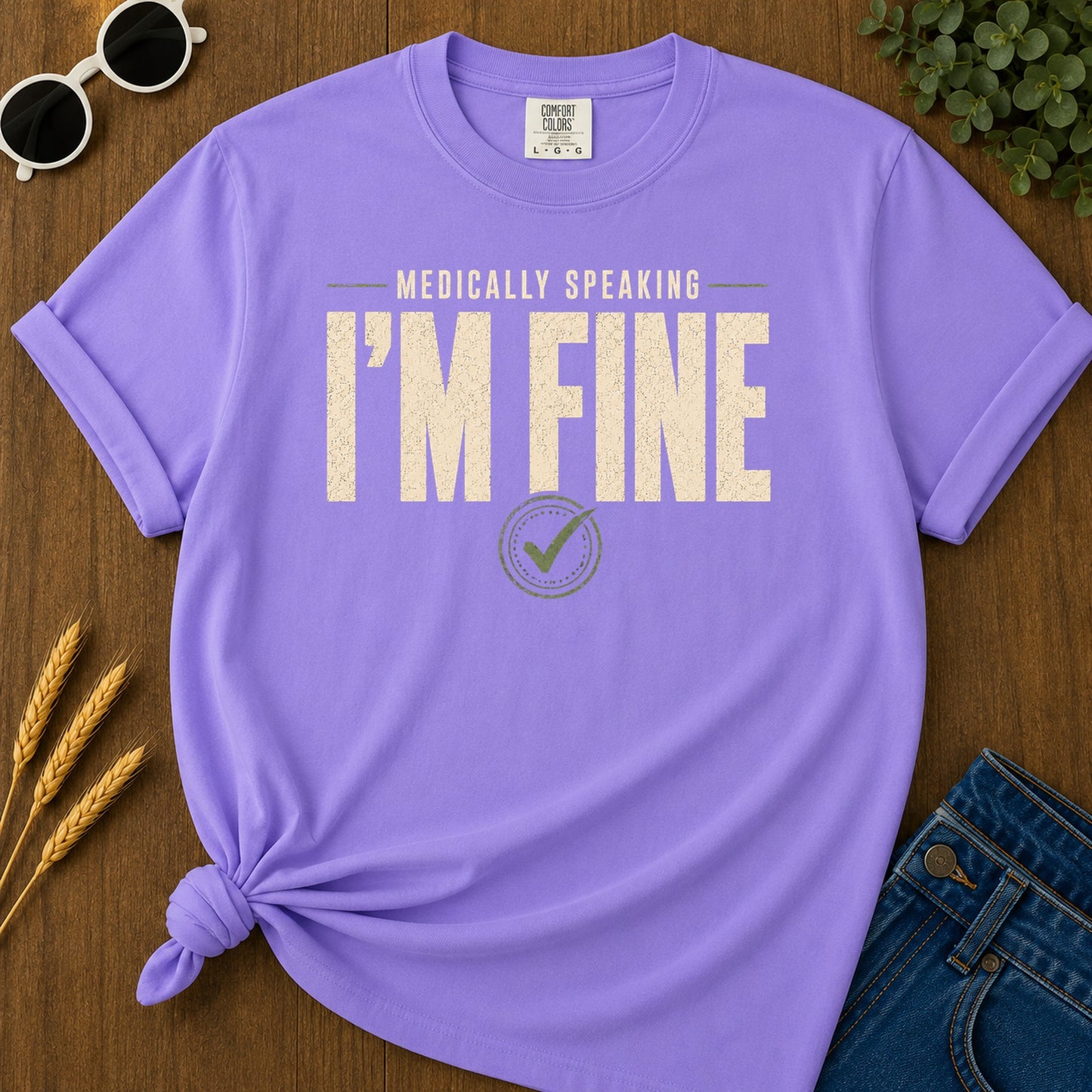 Medically Fine T-Shirt - Violet Mockup