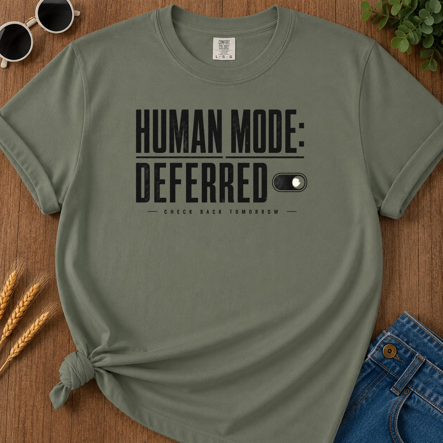 Human Mode Deferred 79 T-Shirt - Moss Mockup