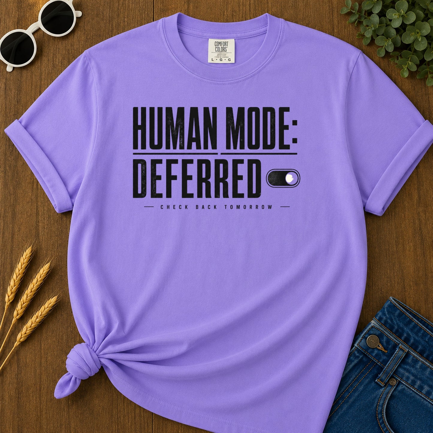 Human Mode Deferred T-Shirt - Violet Mockup