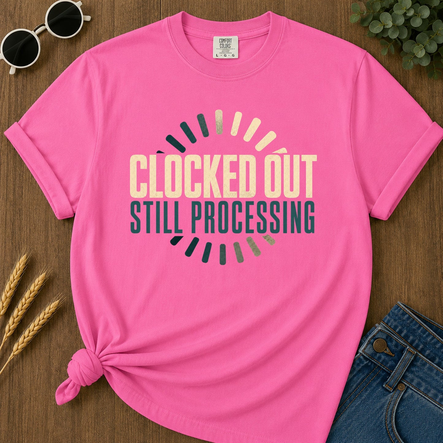 Clocked Processing 3 T-Shirt - Neon Pink Mockup