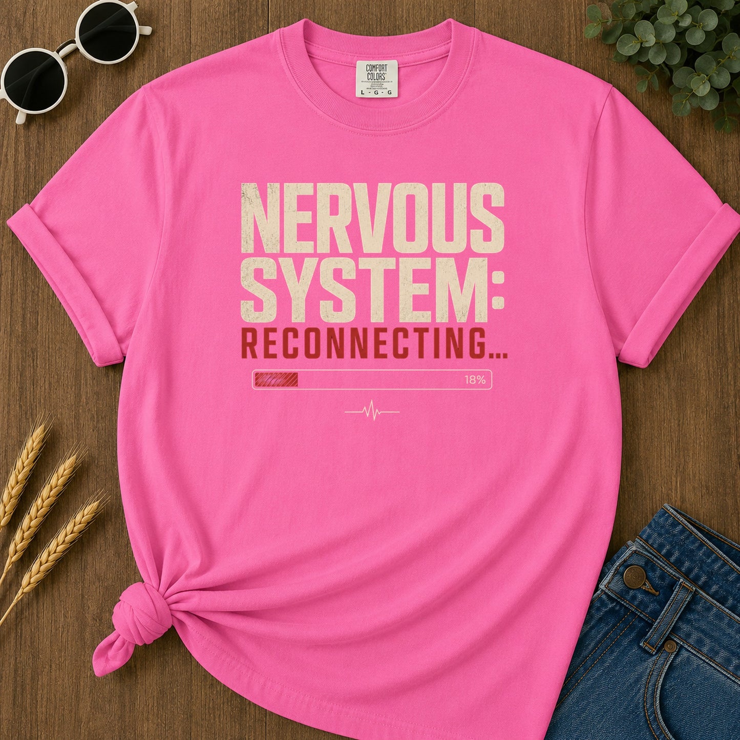 Nervous System Reconnecting 2 T-Shirt - Neon Pink Mockup