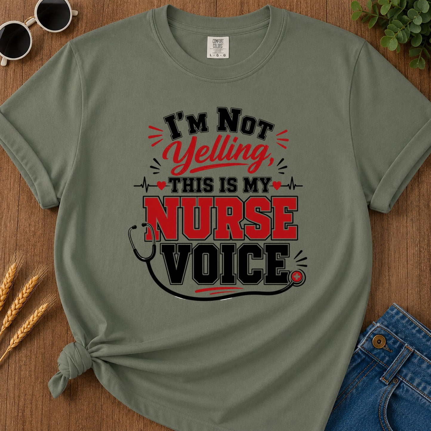 Nurse Voice T-Shirt - Moss Mockup