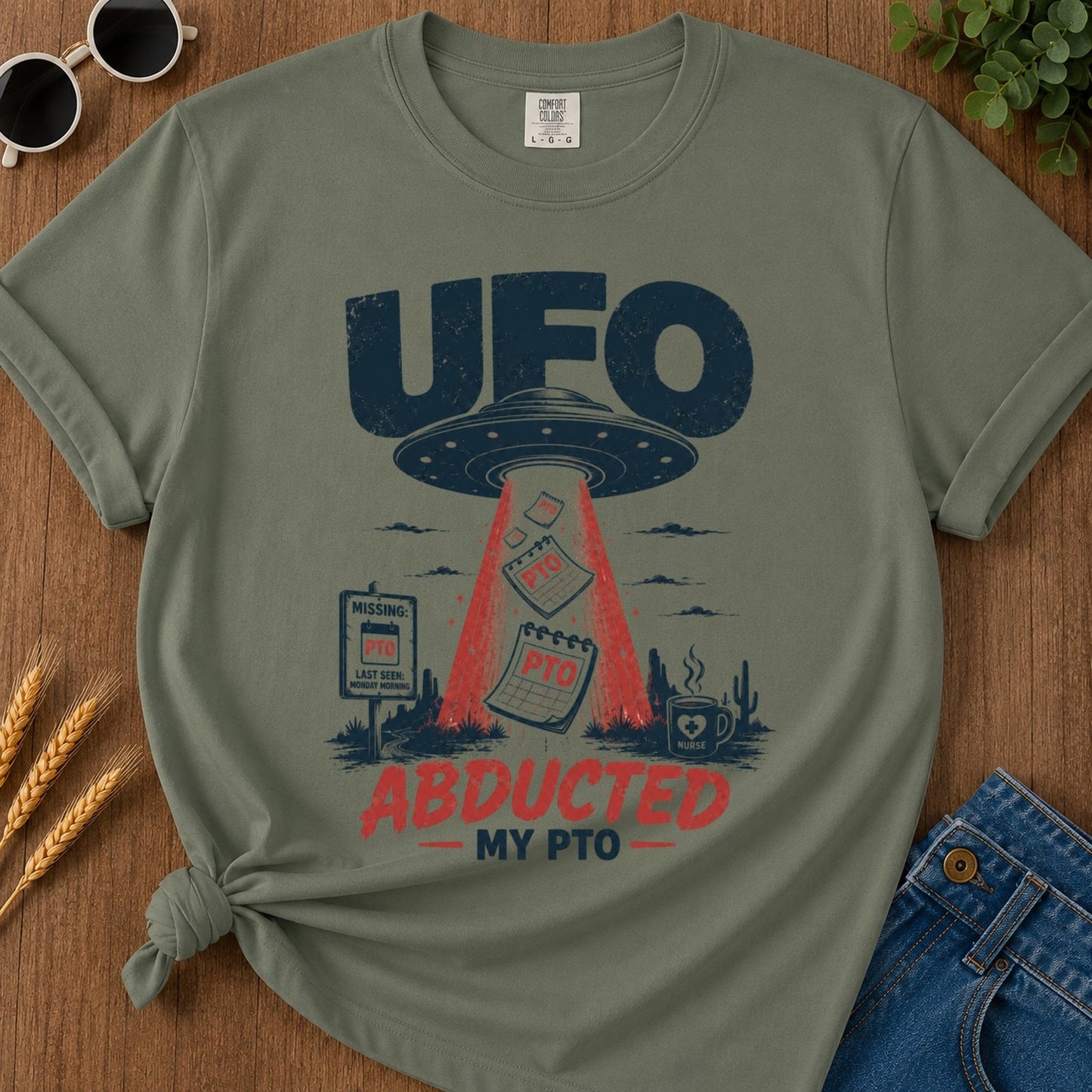 Abducted Pto T-shirt - Moss Mockup
