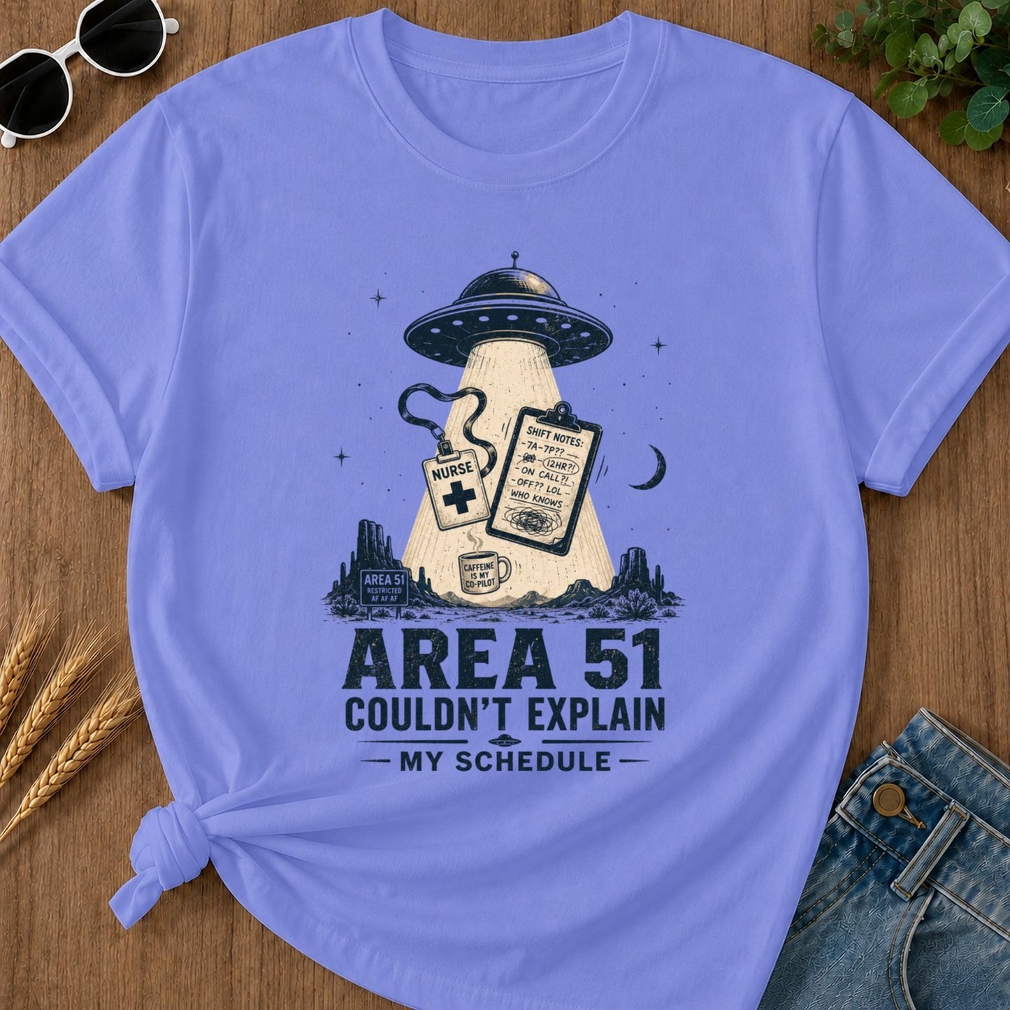 Area Fifty One T-shirt - Flo Blue Mockup