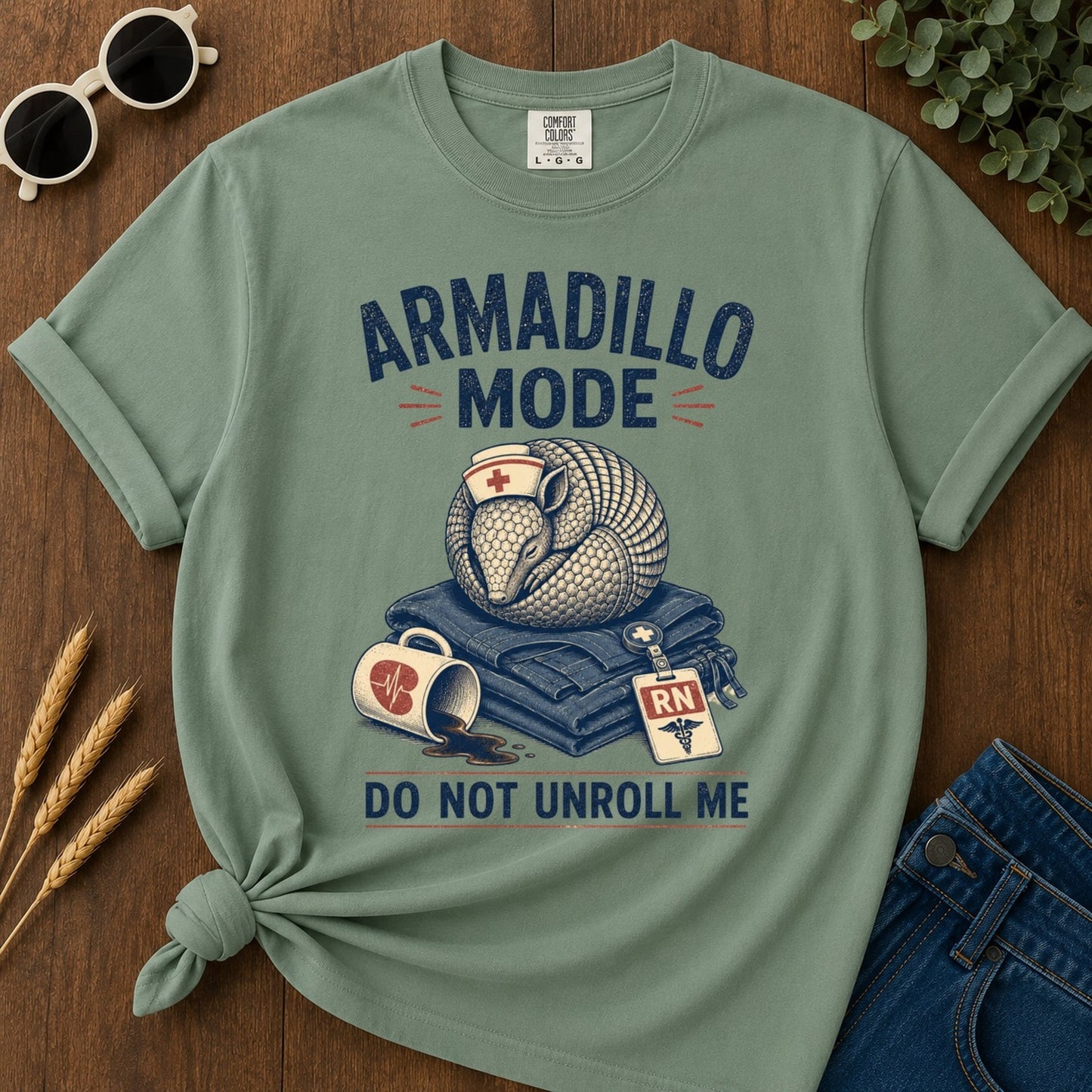 Armadillo Mode T-shirt - Light Green Mockup