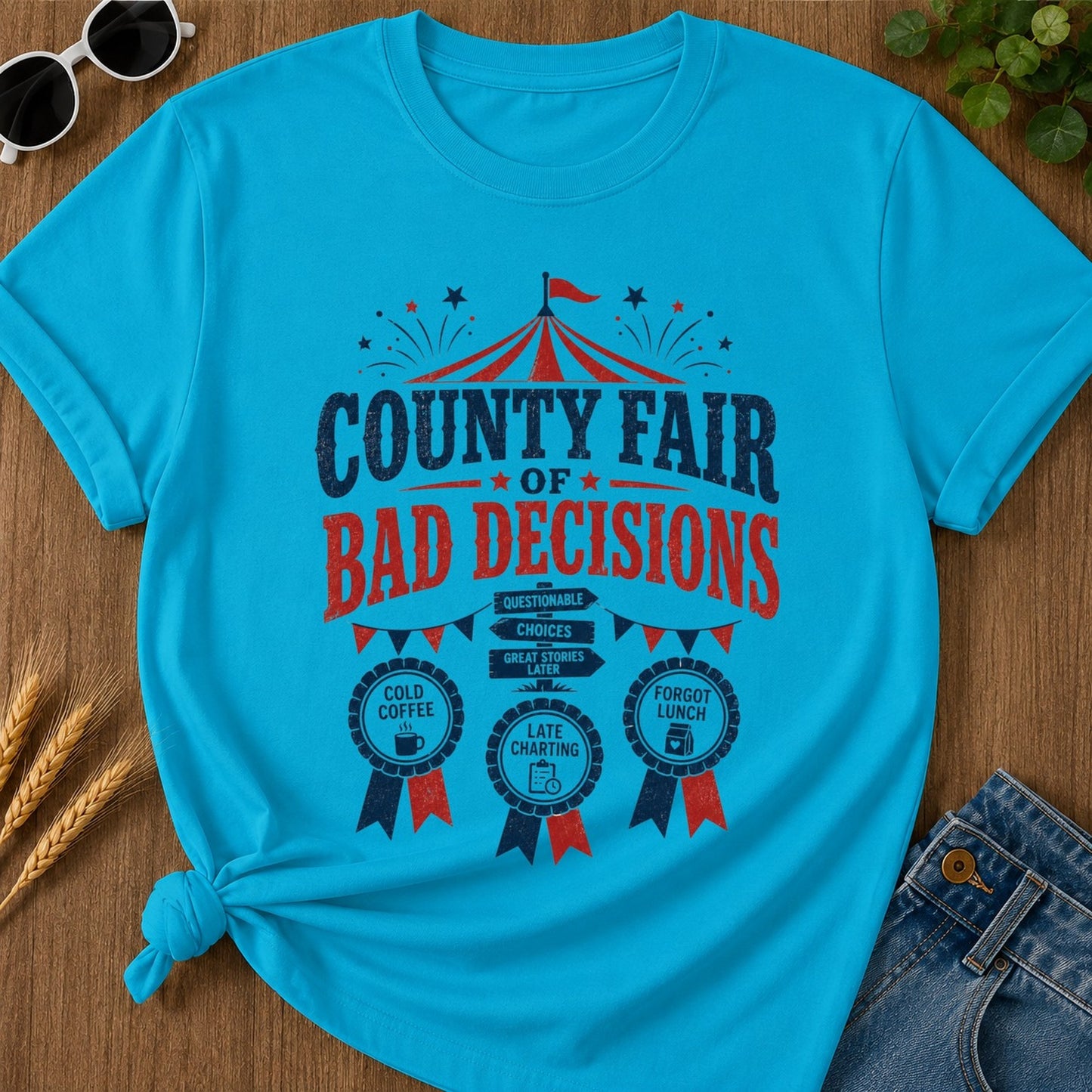 Bad Decisions T-shirt - Sapphire Mockup