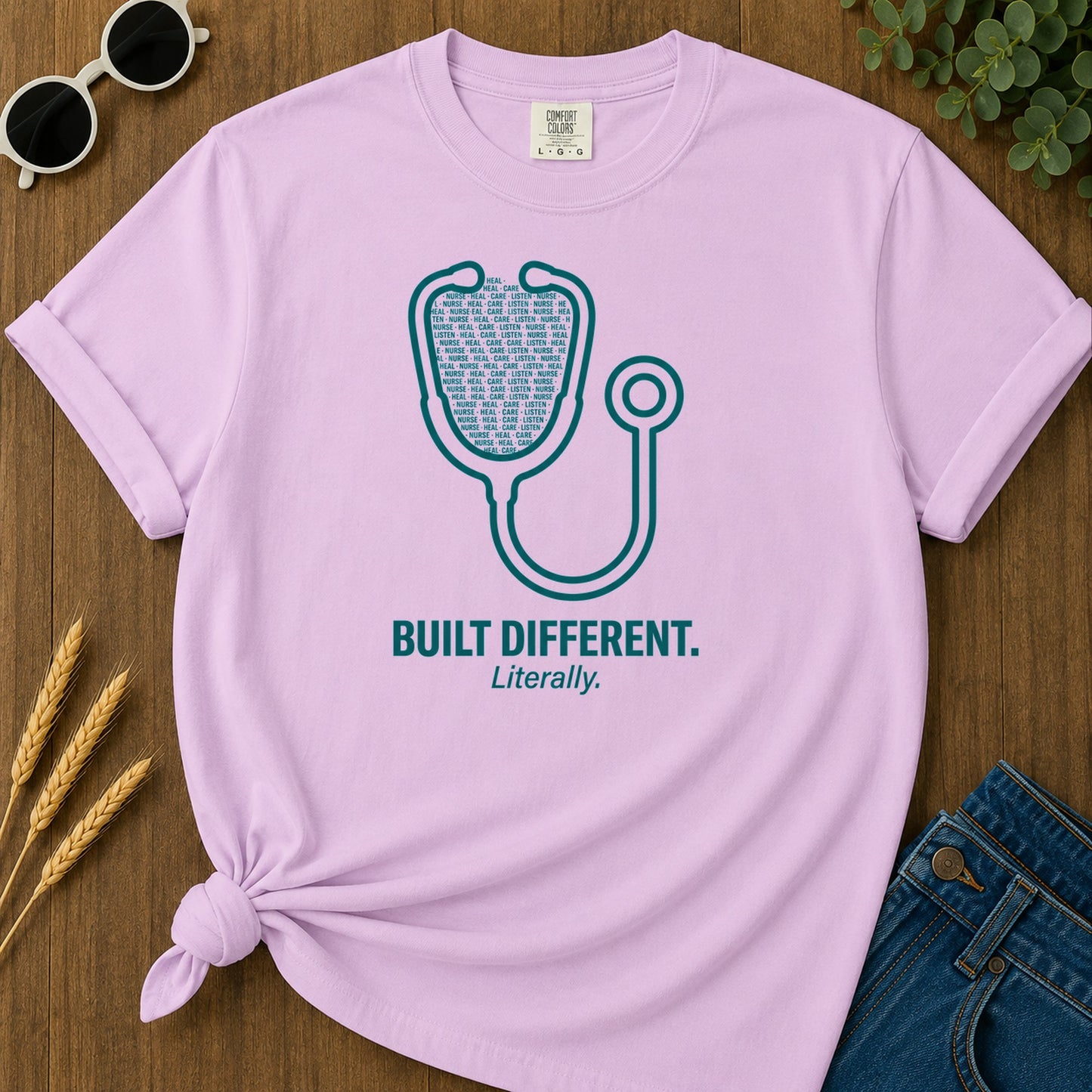 Orchid front mockup - Built Different T-Shirt
