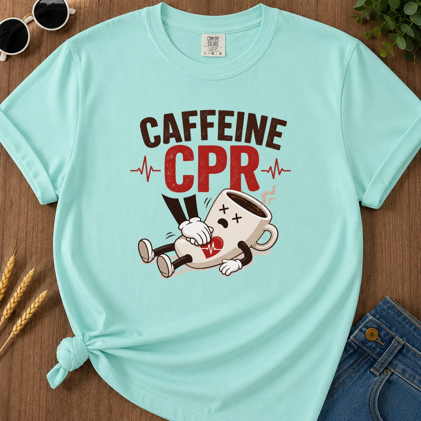 Caffeine Cpr T-Shirt - Chalky Mint
