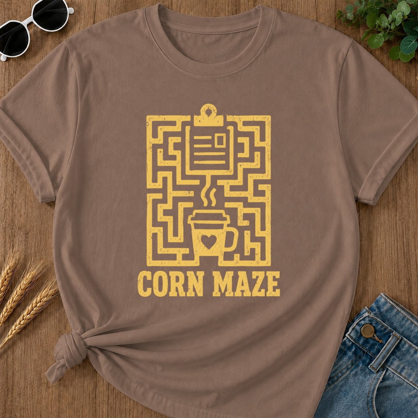 Corn Maze T-shirt - Espresso Mockup