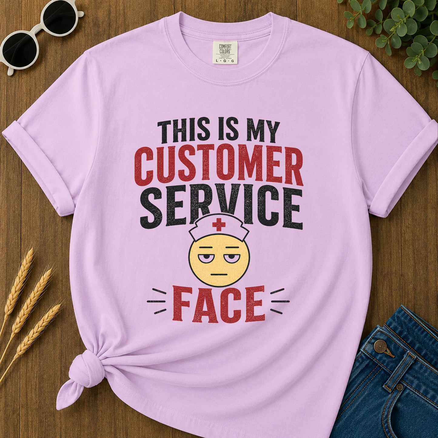 Customer Service Face T-Shirt - Orchid