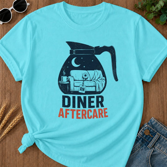 Diner Aftercare T-shirt - Lagoon Blue Mockup