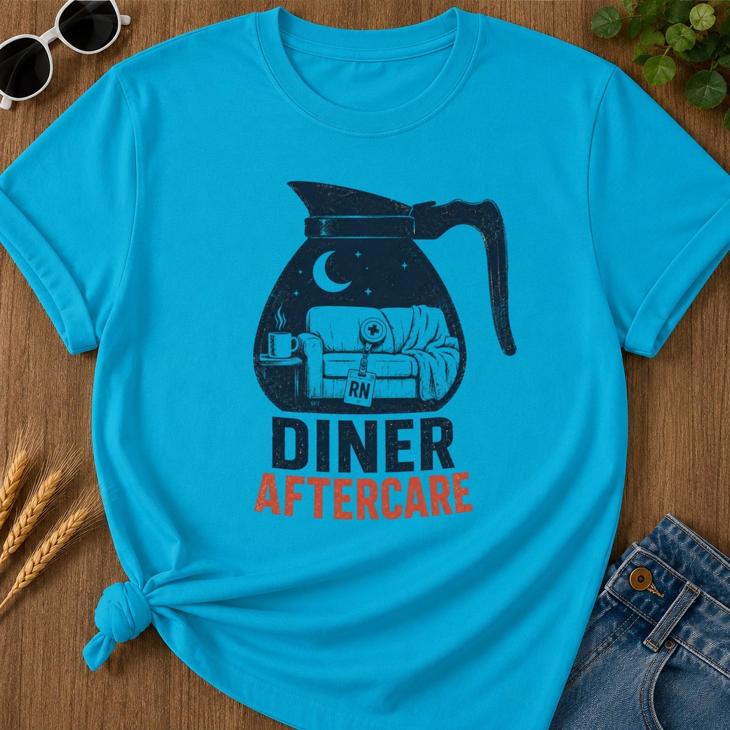 Diner Aftercare T-shirt - Sapphire Mockup