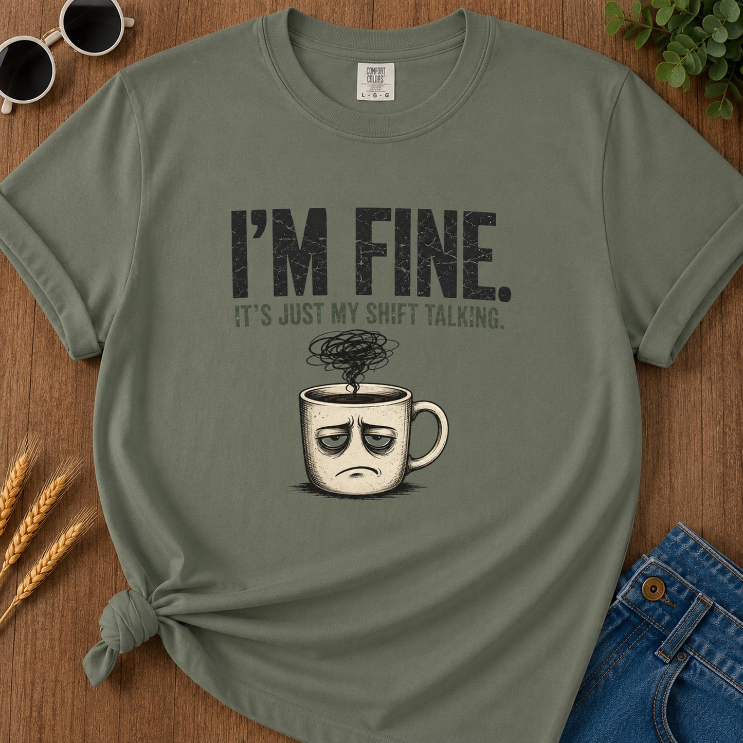 Fine Shift Talking T-Shirt - Moss