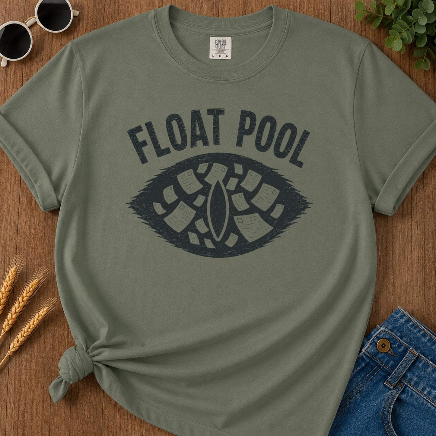Float Pool T-shirt - Moss Mockup