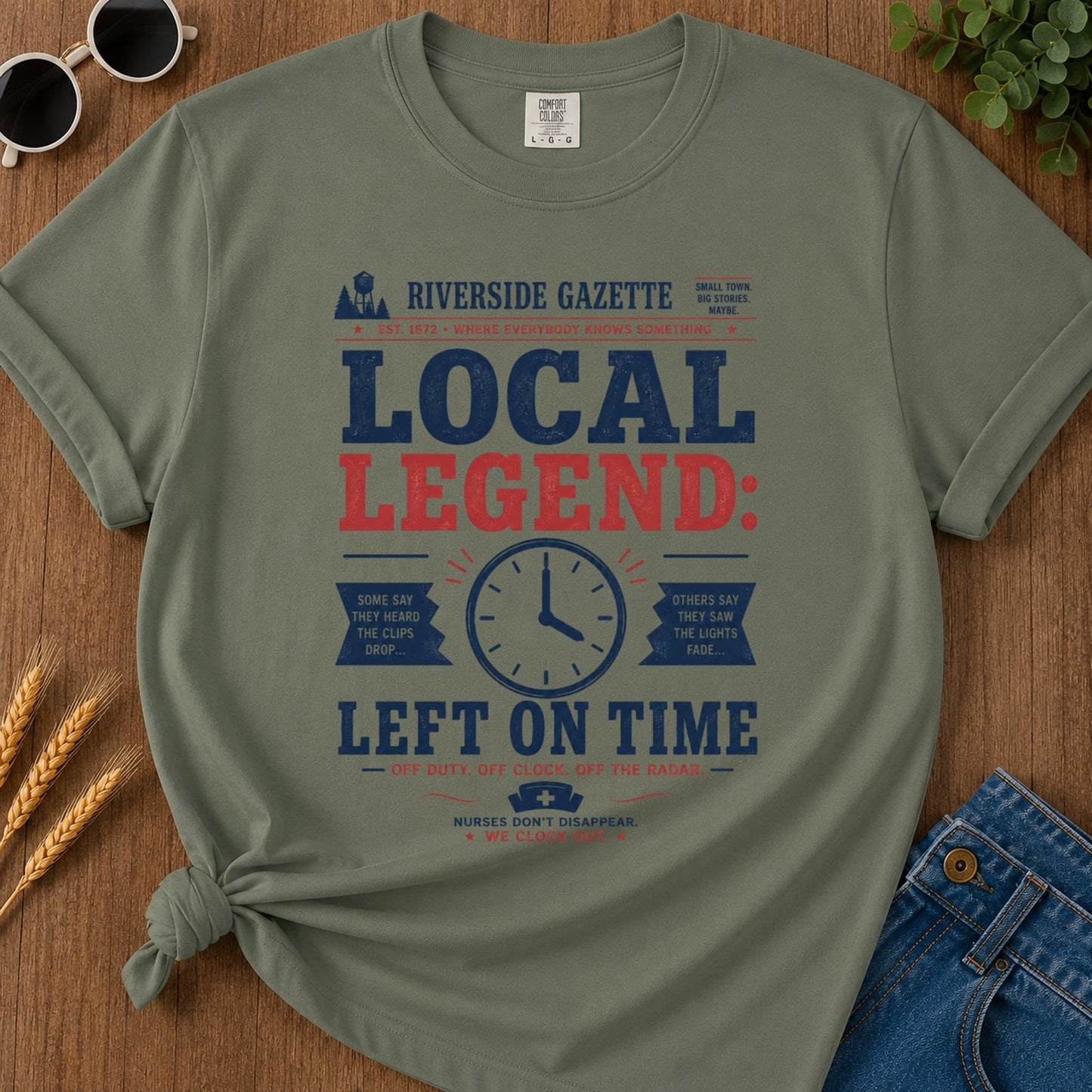 Left Time T-shirt - Moss Mockup