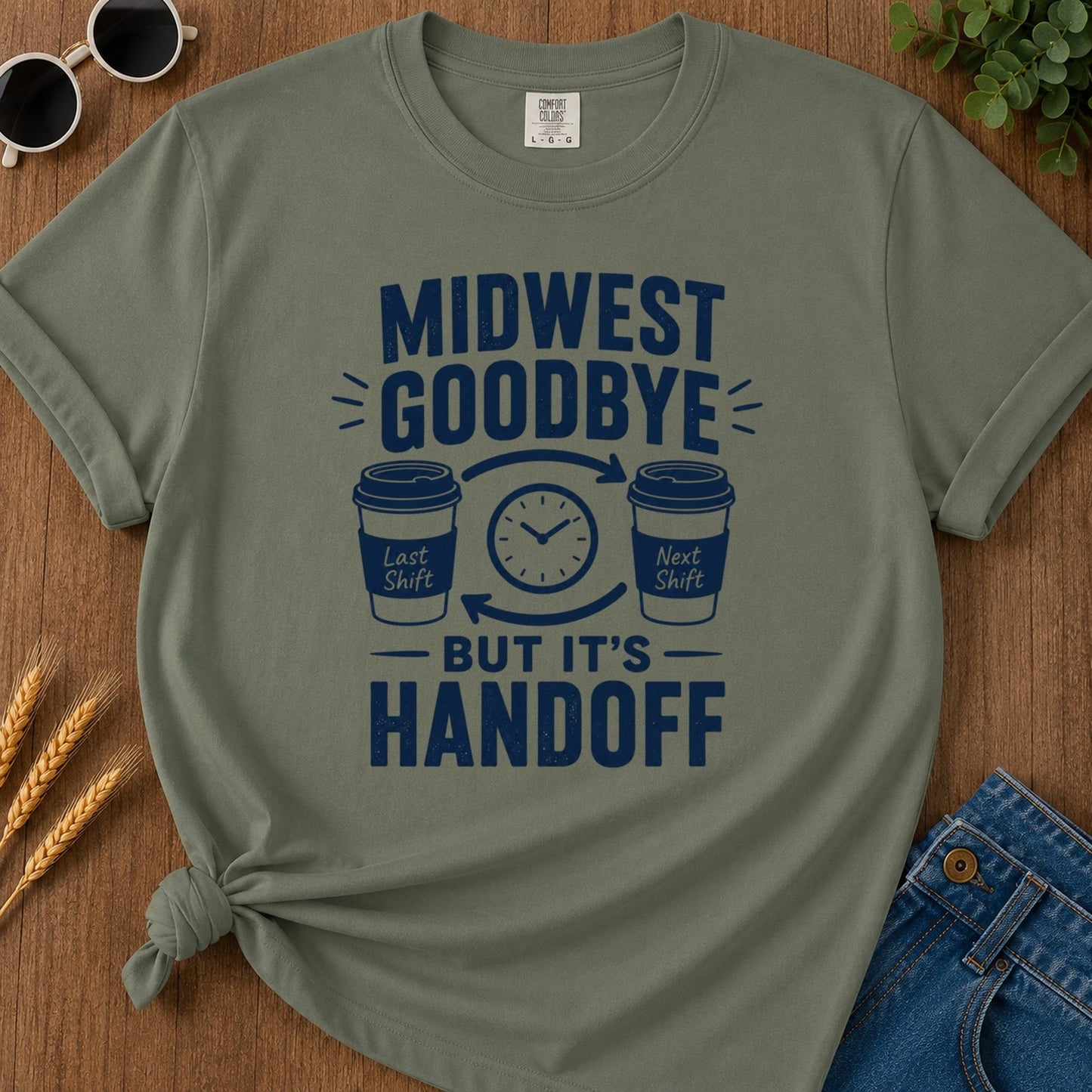 Midwest Goodbye T-shirt - Moss Mockup
