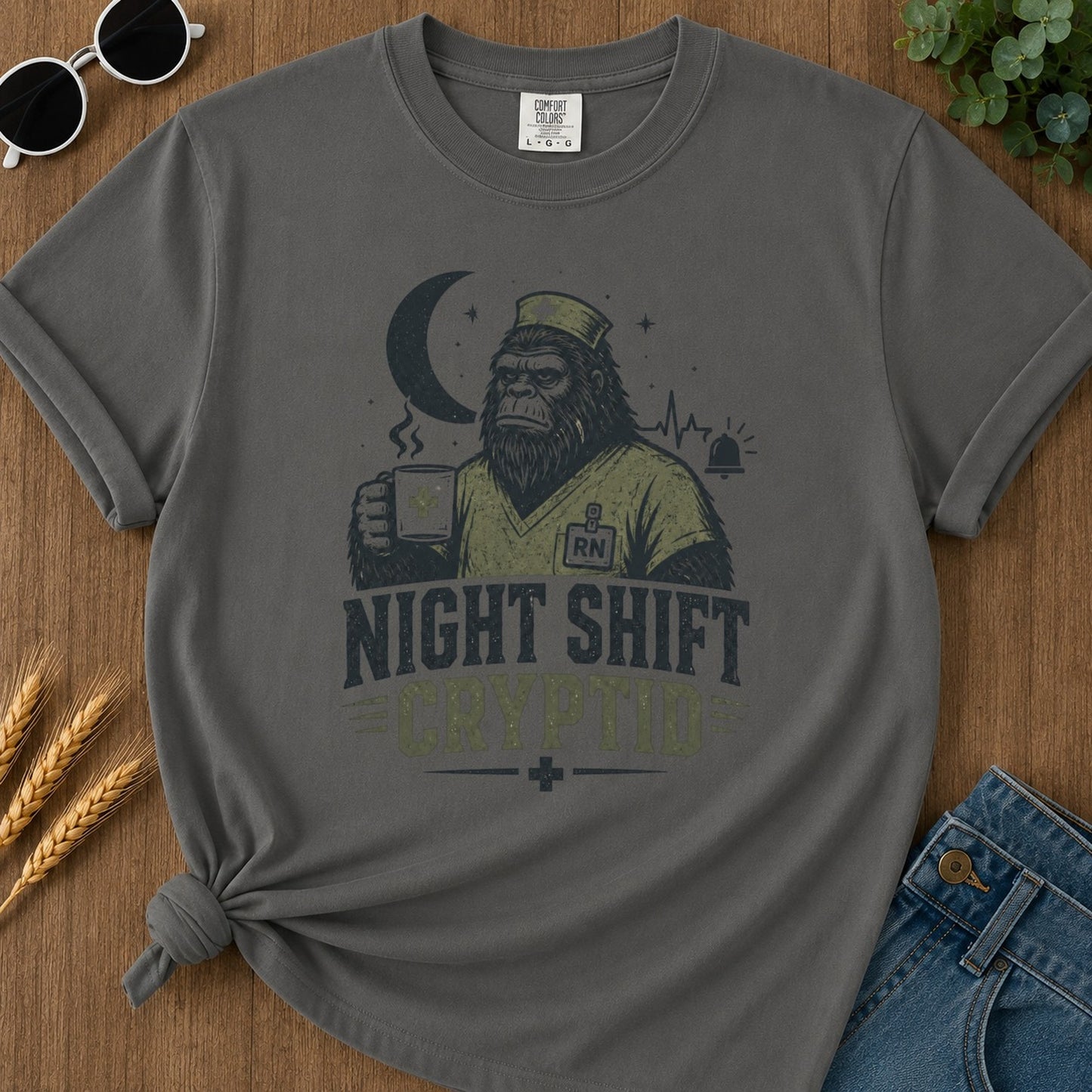 Night Shift Cryptid T-shirt - Pepper Mockup