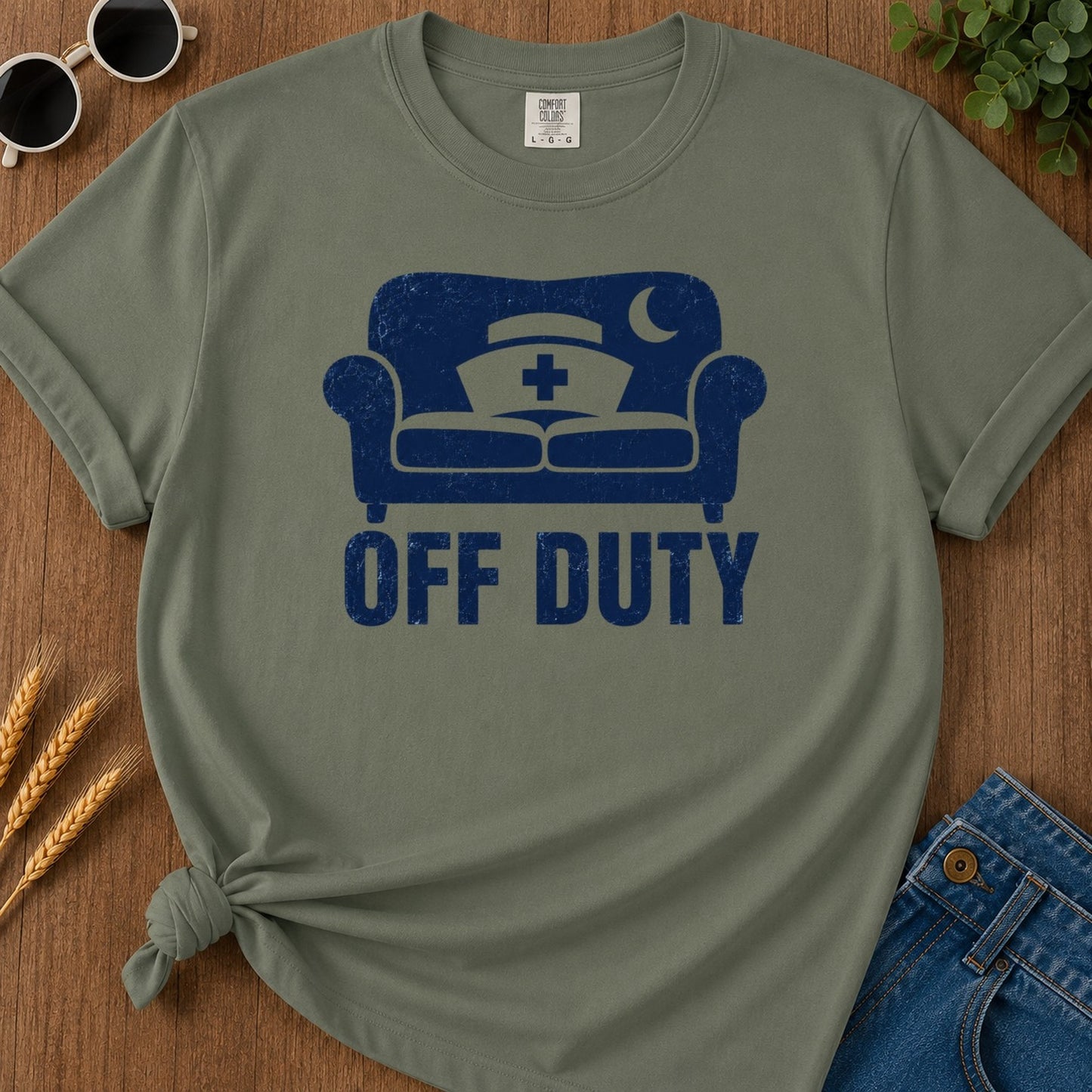 Off Duty T-shirt - Moss Mockup